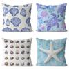 Seashells Turtles Starfish Printed Pillowcases Pattern Cushion Cover Suitable For Sofa Bedroom Car Pillow Cover