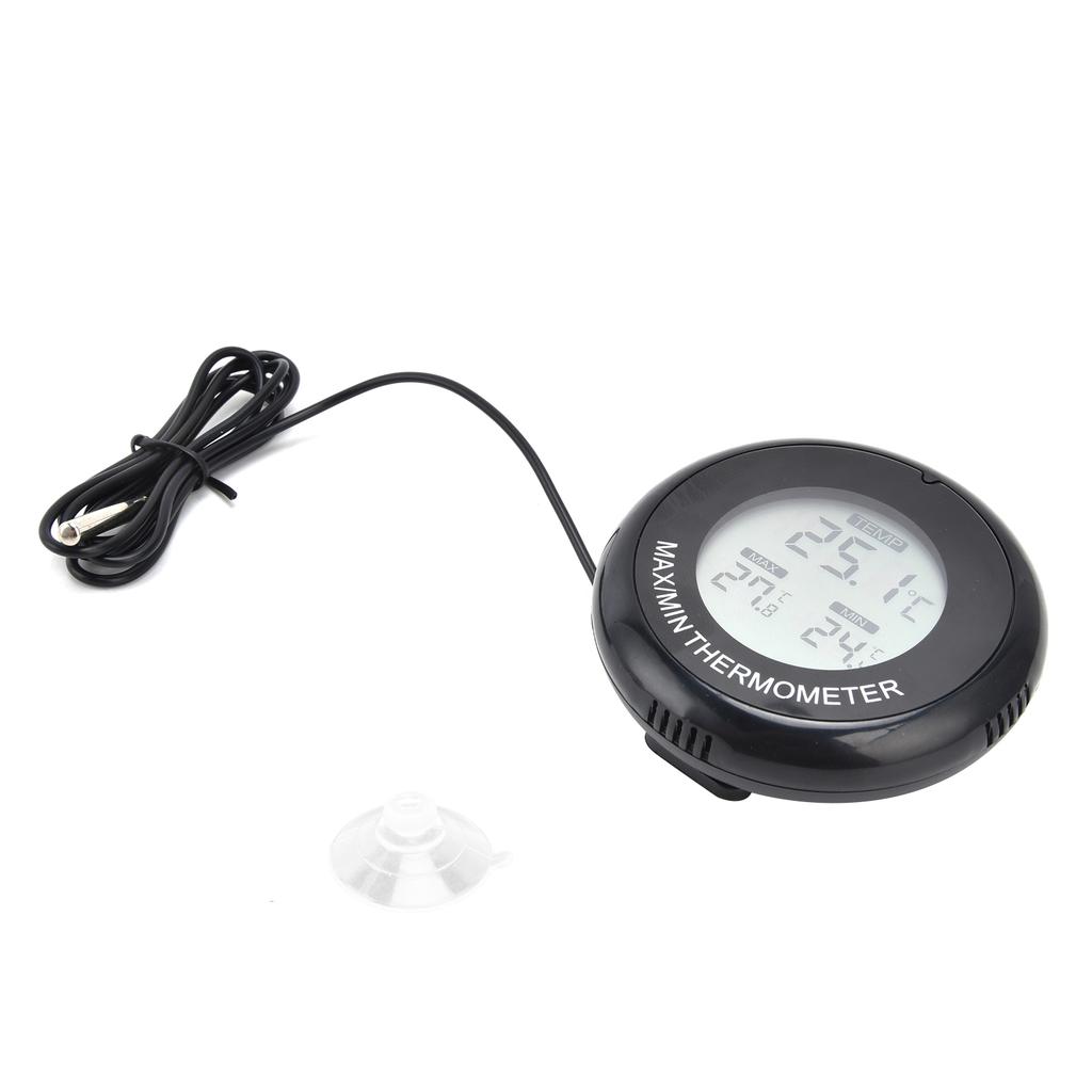 Digital LCD Round Thermometer Magnetic Suction Cup Temperature Meter for Reptile Box Fish Tank