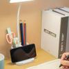 1 x LED-Schreibtischlampe zur Augenpflege mit Stifthalter – wiederaufladbar über USB, 3-farbiges Nachtlicht für Studenten, Büros, zum Lesen am Bett