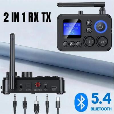 Nadajnik Odbiornik Audio Bluetooth 5.4 Gniazdo AUX 3,5 mm Optyczne/Koaksjalne Bezprzewodowy Adapter Audio Obsługa Odtwarzania z Karty TF/Dysku U dla Głośnika TV PC Samochodu