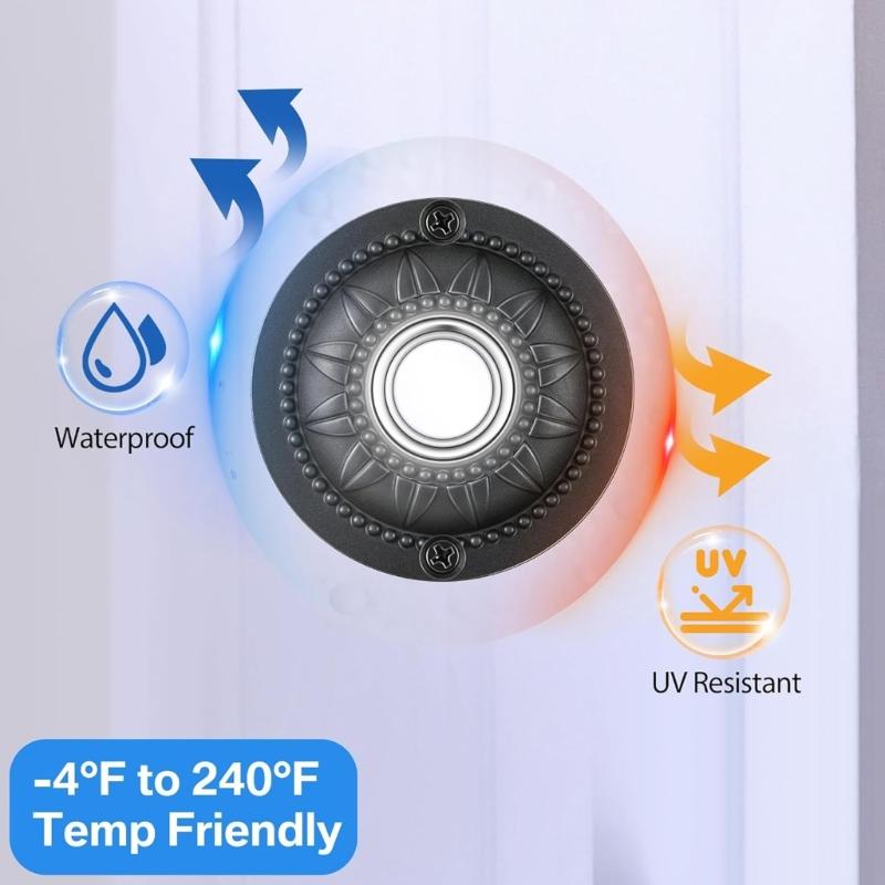 Retro Metal Doorbell Button Replacement Heat Resistant Metal Design Low Voltage Illuminates Push Button for Household
