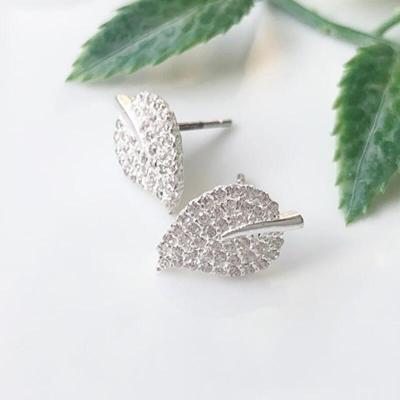 925 Silver SE033 Leaf Silver Earrings