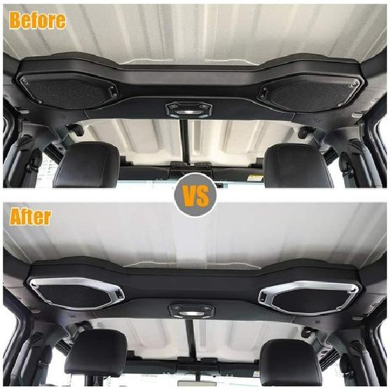 2pcs Silver Roof Speaker Frame Trim Decoration Ring for 2018-23 Jeep Wrangler JL
