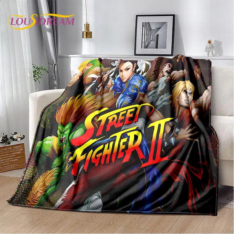 Couverture en peluche douce de joueur de jeu rétro Street Fighter, couverture en flanelle pour salon, chambre à coucher, lit, canapé, couverture de pique-nique
