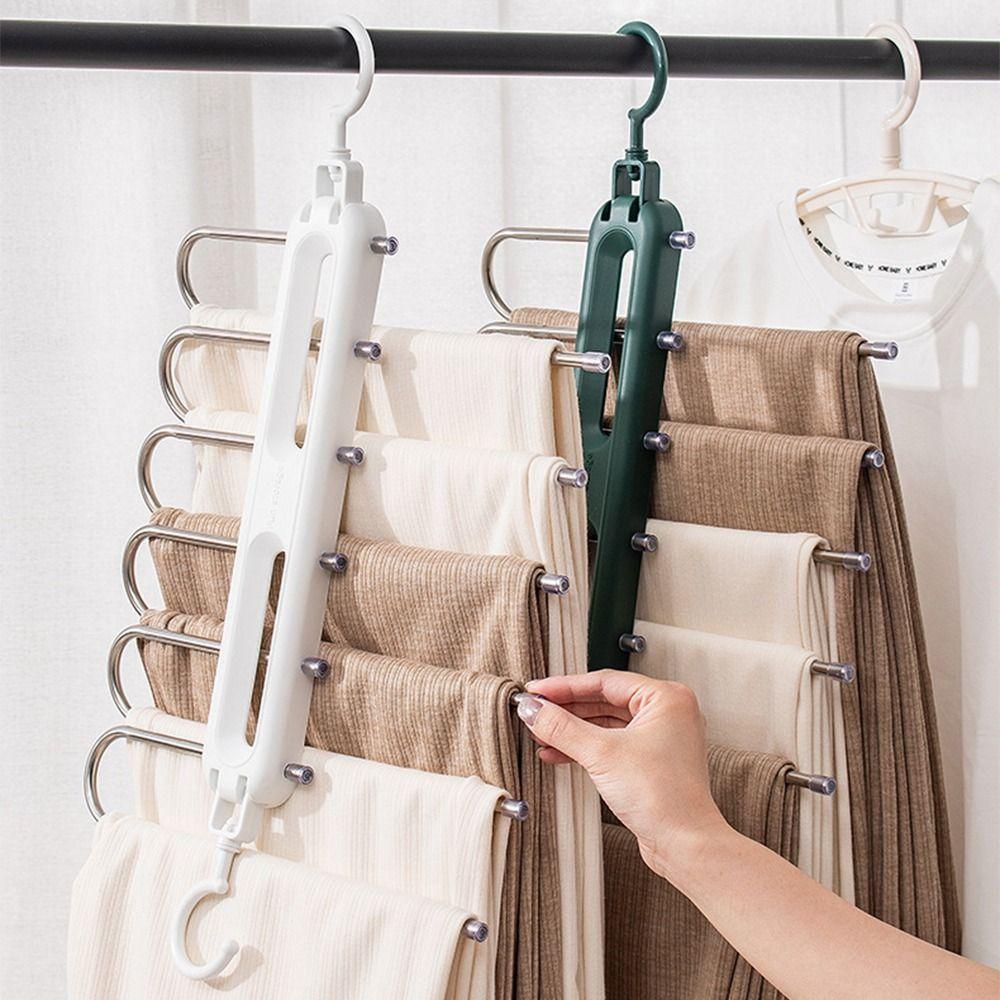 Multi Layer Clothes Rack Organizer Durable Clothes Drying Rack Trouser Hangers  Home Use