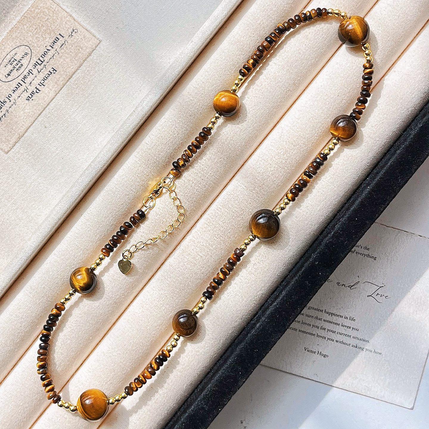 12Mm Large Particle Retro Natural Lapis Lazuli Necklace Collarbone Chain Sweater Chain
