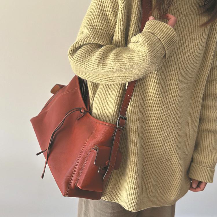 Johnature Casual Tote Bag Genuine Leather Soft Cowhide Large Capacity Simple Commuting Women's Shoulder Bags