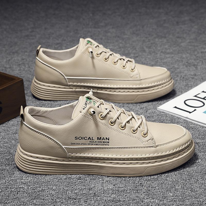 Fashion Spring 2025 New Casual Waterproof Leather Surface Board Shoes Trend Versatile Men's Soft Sole