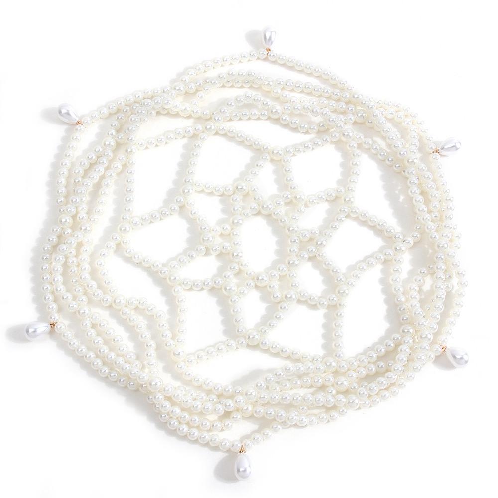 Pearl Beaded Headwear Tassel Bride Headpiece Fashion Pearls Weave Hat  Women
