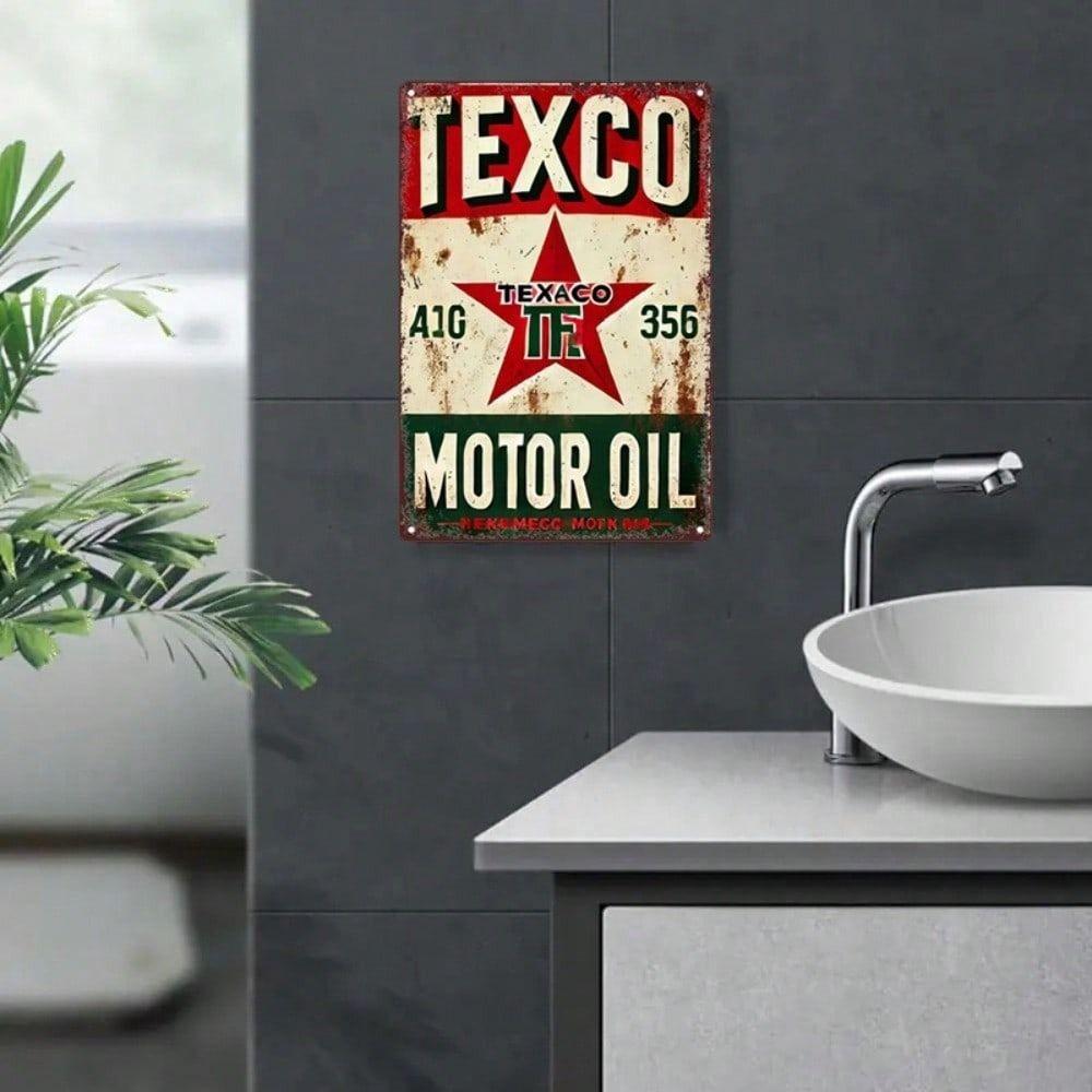 Vintage Texaco Red Star Oil Metal Poster Retro Bar Wall Decor Sign