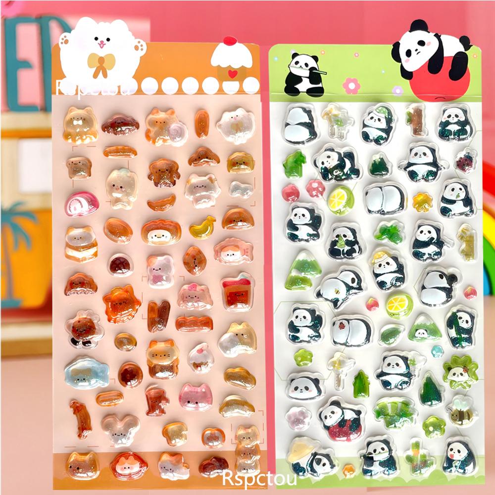 6pcs Cartoon 3D Decoration Stickers Cute Handmade DIY Notebook Suitcase Laptop Phone Bike Aesthetic Kawaii Crystal Decals