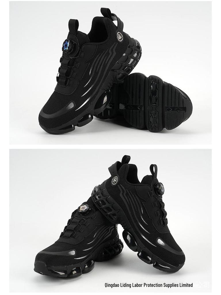 Summer Men's Breathable Safety Shoes: Anti-Smash, Anti-Puncture, Anti-Slip, Wear-Resistant, Fashionable with Rotating Button.