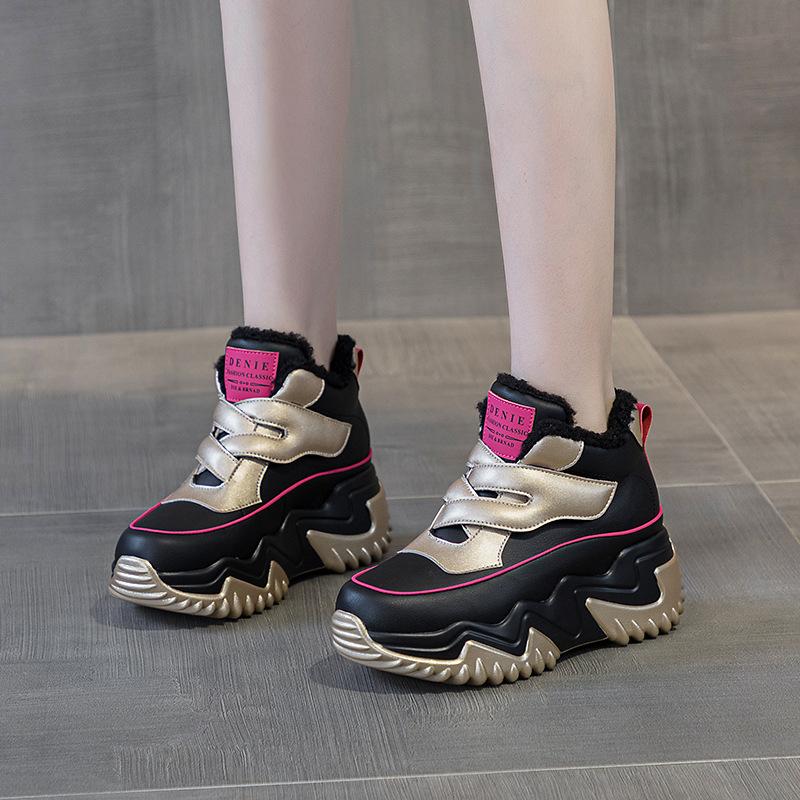 985 Leather Women's Shoes Autumn and Winter New Muffin Thick Sole Inner Height Increase Sports and Leisure Shoes Old