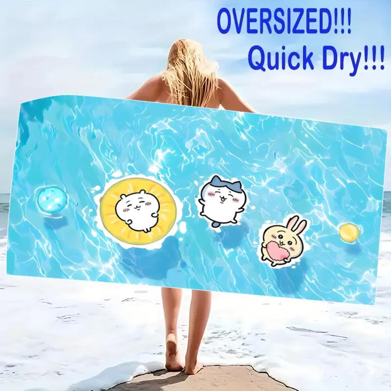 CHIIKWAWA Print Beach Towel, Large Soft Quick Dry Towel for Beach Camping Swimming
