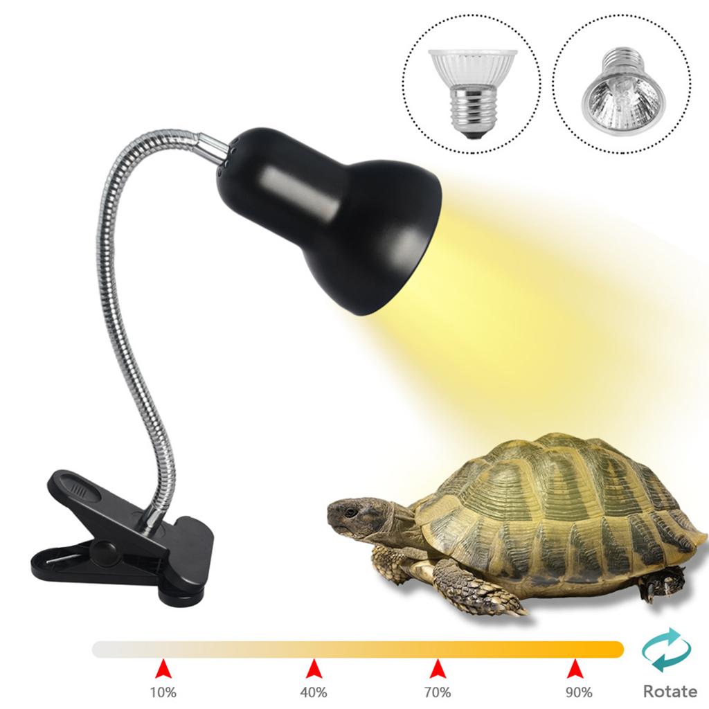 Reptile Heating Lamp UVB Reptile Light with 50W 70W Bulbs Clamp Basking Lamp for Lizard Turtle Aquarium Tank with 360° Rotatable Clip and Adjustable