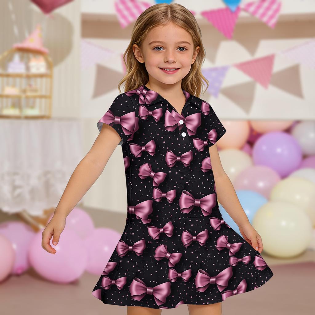 Kids' Dress - Short Sleeve Pocket Color Frock Kids' Collared Dress - Short Sleeve Pocket Frock