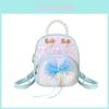 Kids Girls Pu Butterfly Bow Mini Backpack For School And Casual Use