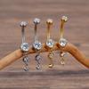 Right Grand ASTM F136 Titanium 14G Dangle CZ Gems Belly Button Ring Cubic Zirconia Drop Pendant Navel Nail Body Piercing Jewelry
