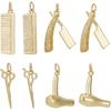 Beebeecraft 1 Box 8Pcs Hair Stylist Charms 18K Gold Plated Brass 4 Styles Scissor Comb Hairdryer Tools Charm for Haircut Theme Jewellery Making