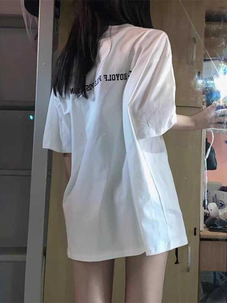Retro Cotton Plus Size Mid-Length Short-Sleeve Top for Women