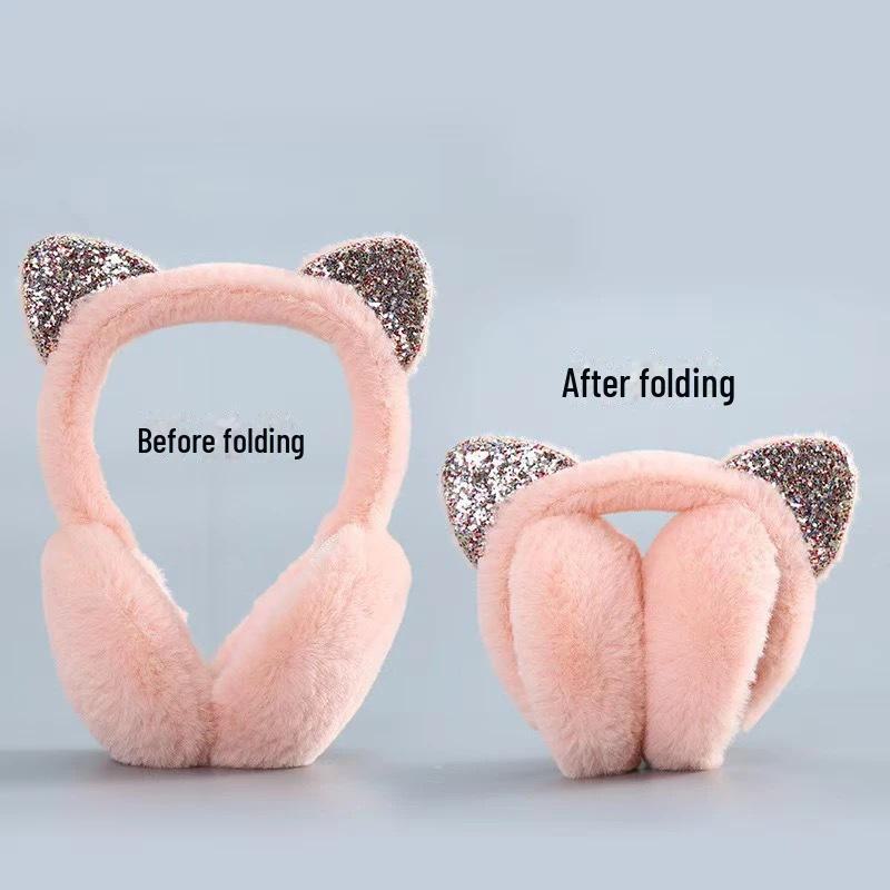 Dámské skládací korejské chlupaté náušníky vysoké hodnoty pro ochranu proti chladu na podzim a v zimě