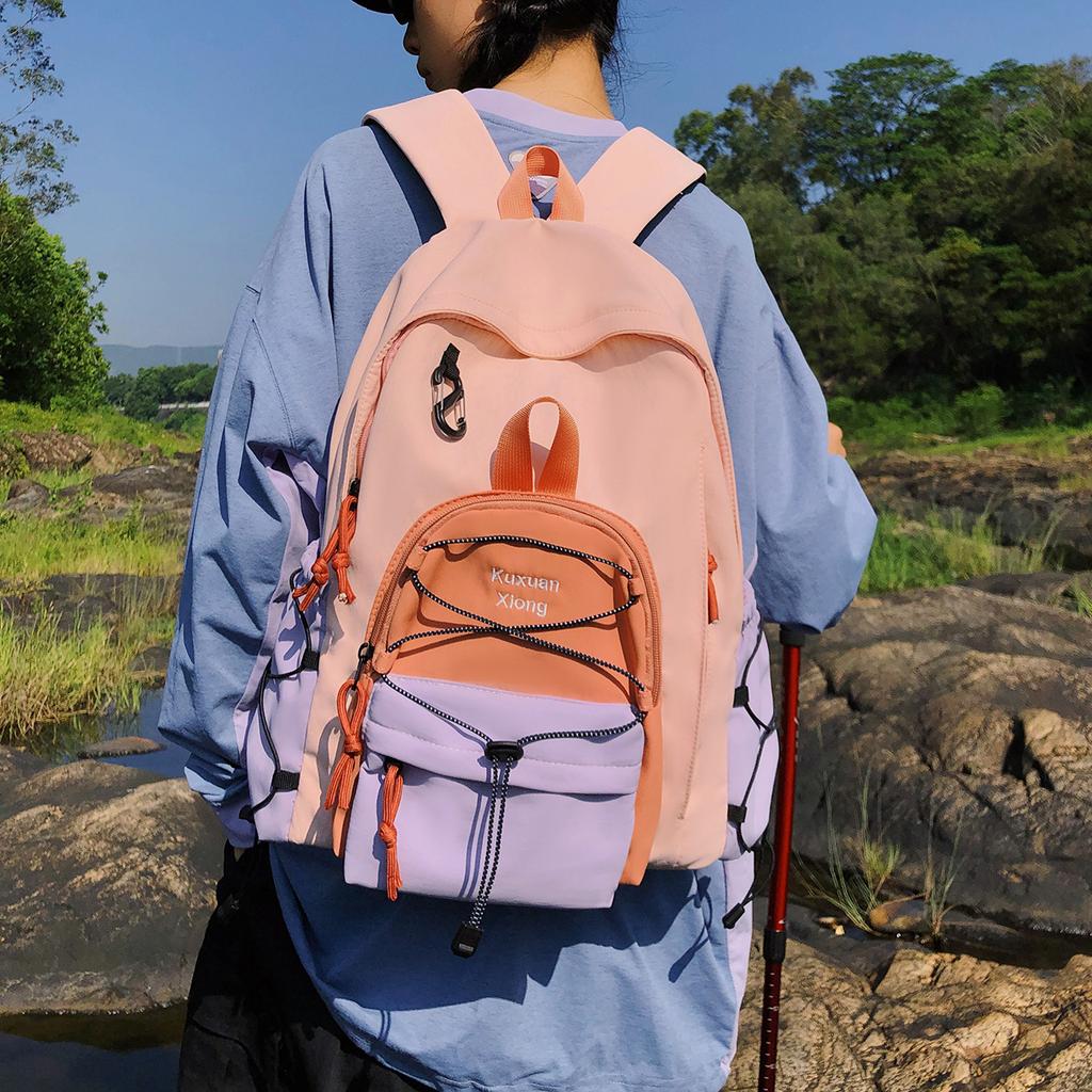 Schoolbag high-value backpack men's and women's outdoor mountain color matching hiking backpack junior high school college students commuting