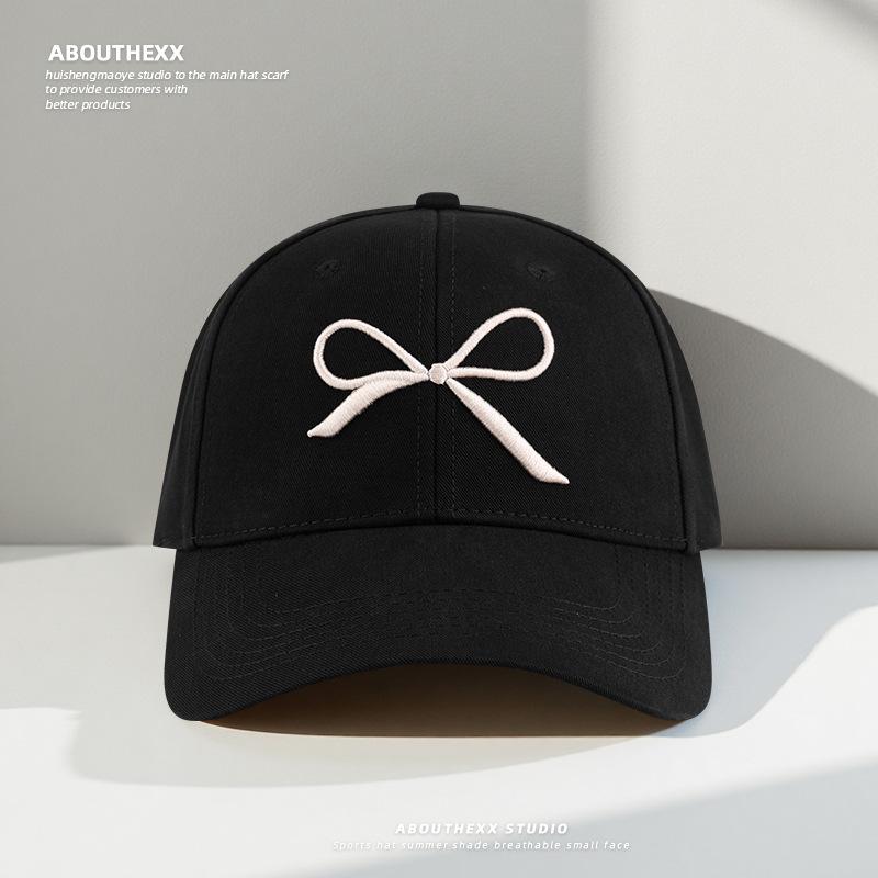 Korean Style Bow Hard Top Hat for Women Fashionable and Versatile Baseball Cap Outdoor Leisure  Face Showing Small Peaked Hat  Trendy
