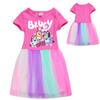 Bluey Bingo Dog Cartoon Kids Girls TUTU Rainbow Party Dress Dresses