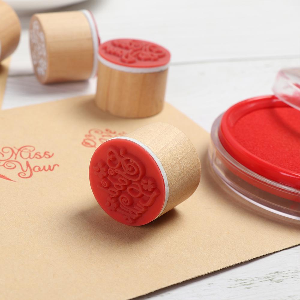 1PC Wooden Stamp Love/Thank You/For You Blessing Greeting Words Letter Stamp DIY Scrapbooking Cards Decor Handmade Wood Stamp