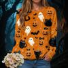 Halloween Women round-neck sweatshirt Hoodies Autumn Women Clothing Orange ghost pattern 3D printing Womens festival Sweaters