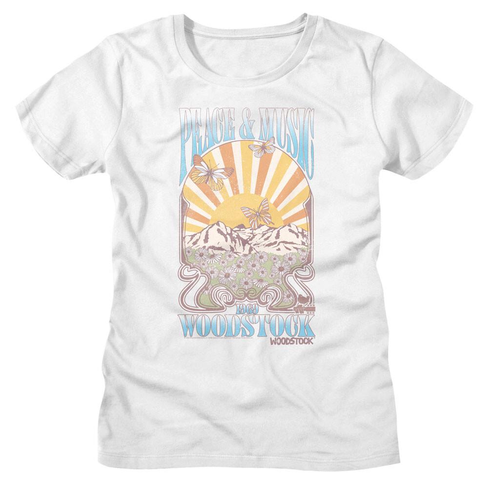 Woodstock Peace & Music 1969 Butterflies Women s T Shirt Rock & Soul Music Unisex T-Shirt M