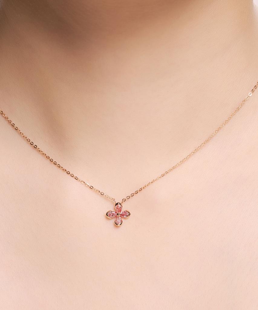 Lloyd Tudor Rose Garden Pink Pear Cut 14K Gold Necklace Lnn26011G