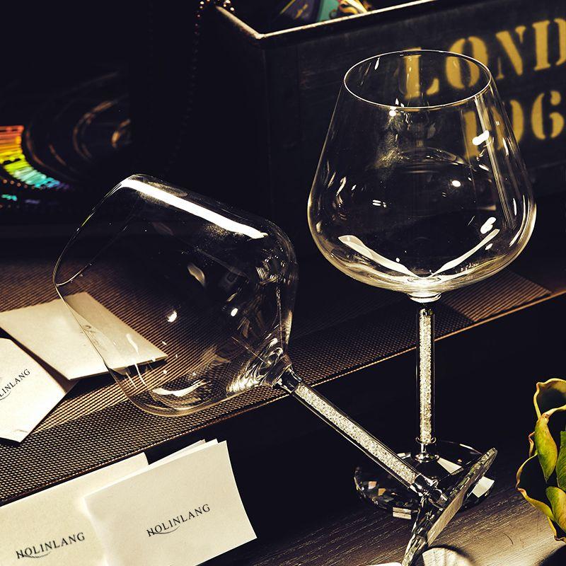 2 Pcs Wine Glasses Crystal Transparent Hand Blown Lead-Free Glass Drinking Cup Good Gift Idea for Wedding Anniversary Fathers Day Wine Tast