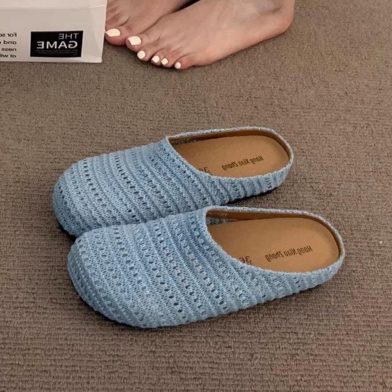 Fashion Weave Mesh Slippers Women Flat Sandals Platform Casual Mules Shoes Woman Loafers 2025 Trend Comfort Shallow Summer Beach Slides