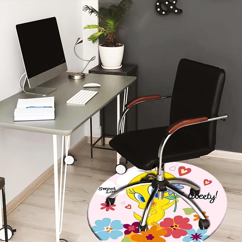 

1pc Tweety Bird with Flowers and Hearts Round carpet, Made of Polyester,Perfect for Decorating Office Chairs, Living Rooms,fplt149 80cm by 80cm