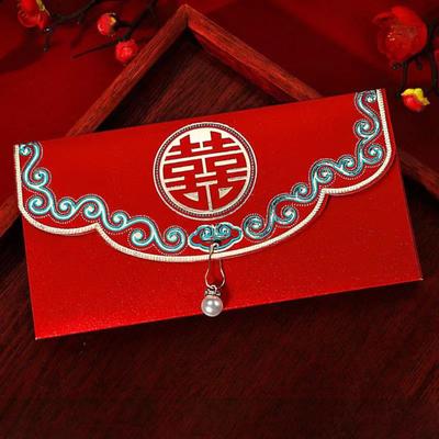 Chinesischer Stil Hochzeits-Roter Umschlag Drache Phönix Design Bronzierung Hochzeits-Wechselgeldbeutel Hongbao Traditionelles Geld Rote Tasche