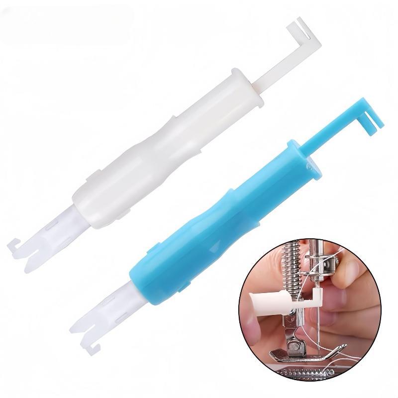 Sewing Needle Inserter Automatic Needle Threader Bodkin Threading Tool For Sewing Machine Holds Firmly Blue White
