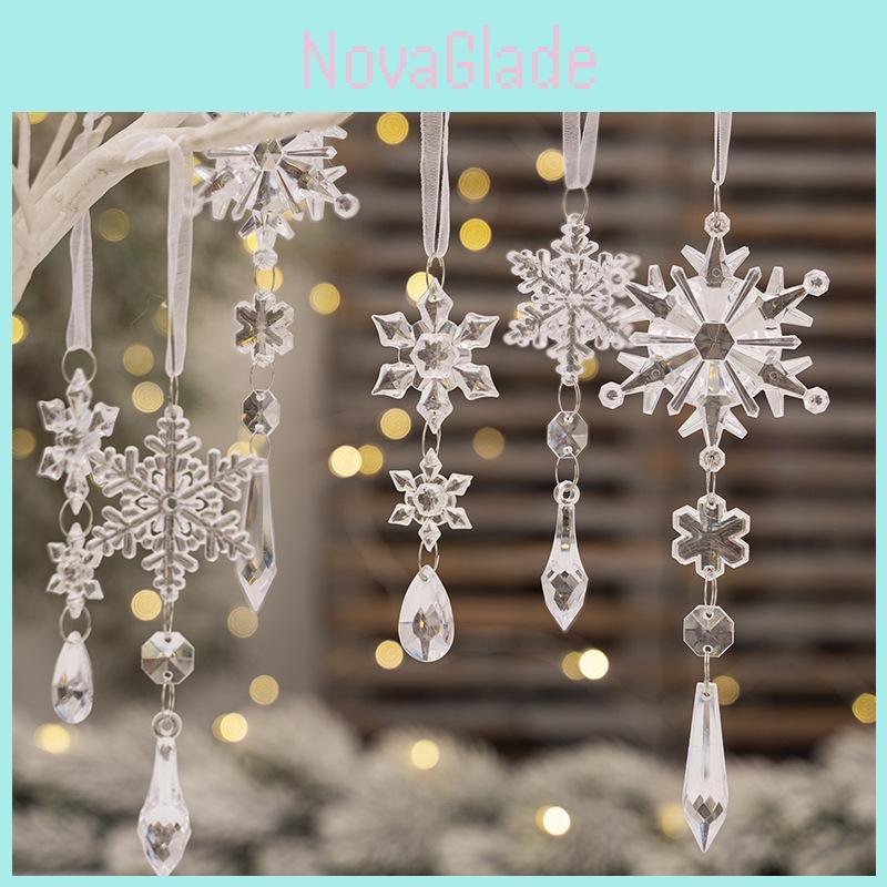 6pcs Elegant Acrylic Snowflake Ornaments For Creative Christmas Tree Decor