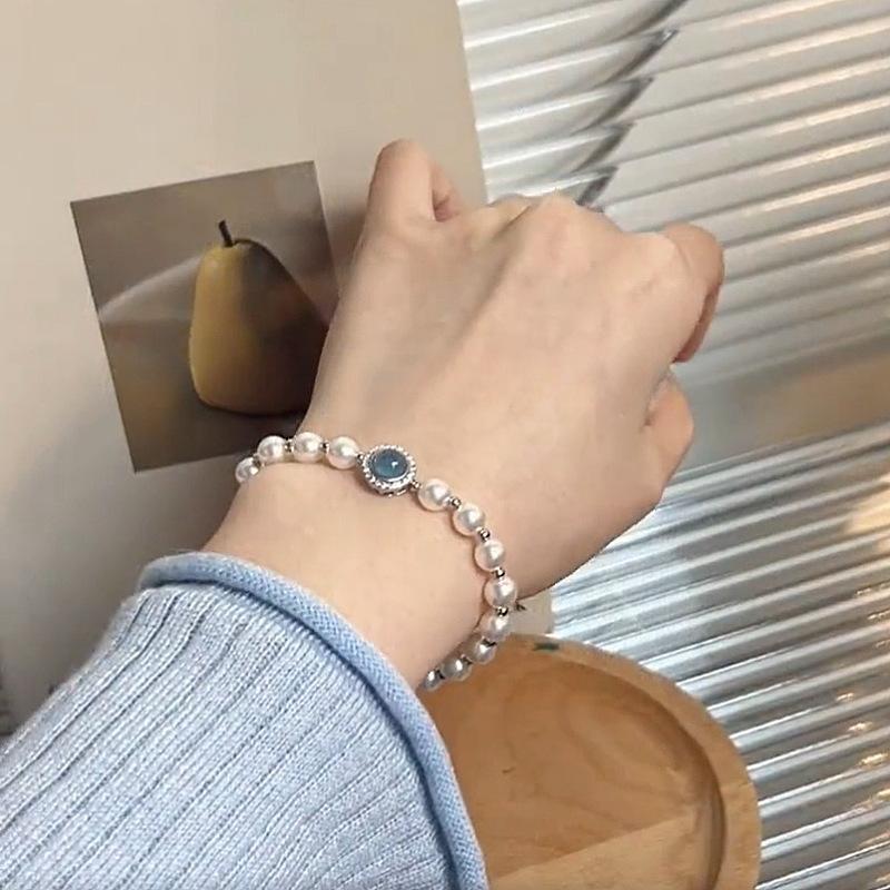 Аквамариновый браслет в французском стиле для женщин, Инстаграм-стиль, Нишевый дизайн, Элегантное и дорогое ощущение, Лучший подарок на день рождения подруги S450