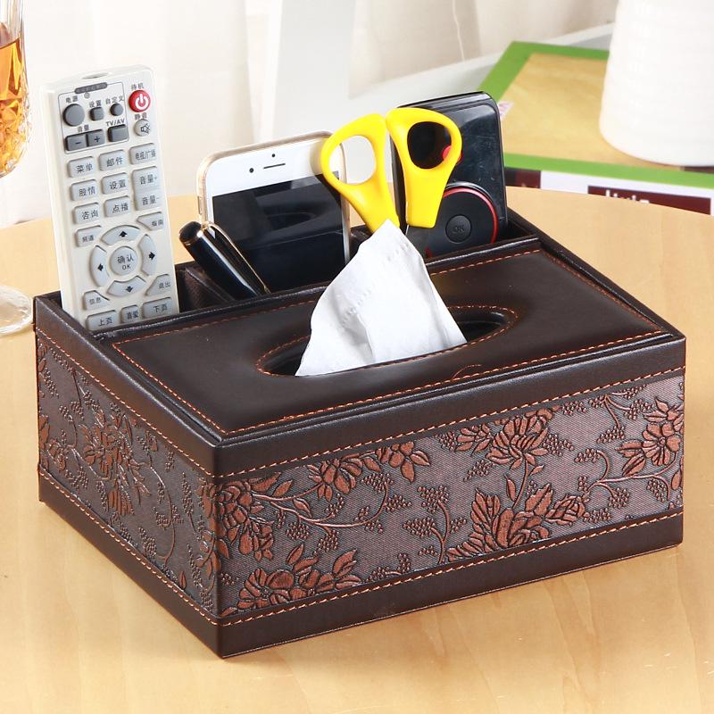 Hotel PU Leather Tissue Box & Remote Holder - European Style Multifunctional Organizer