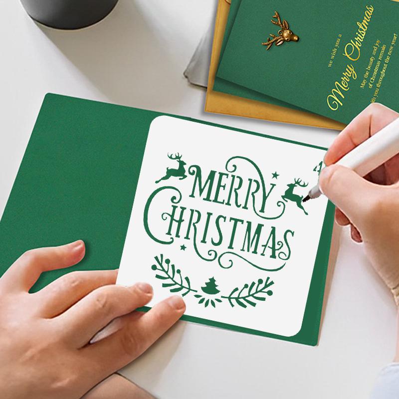 8 Stück/Set Weihnachts-Schablonen Wandmalerei Scrapbook Schablone Prägealbum Papierkarten Vorlagen DIY Geschenk Basteln Heimdekoration