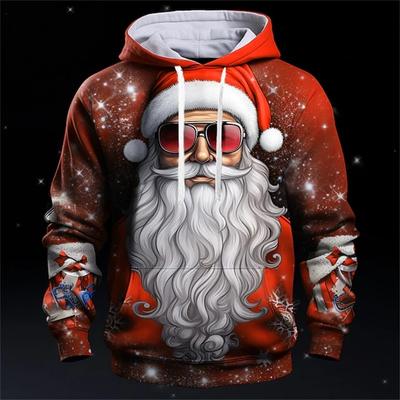 Sweat à capuche Père Noël pour homme à manches longues - Respirant pour le sport au printemps et en automne - Haut de Noël durable et confortable