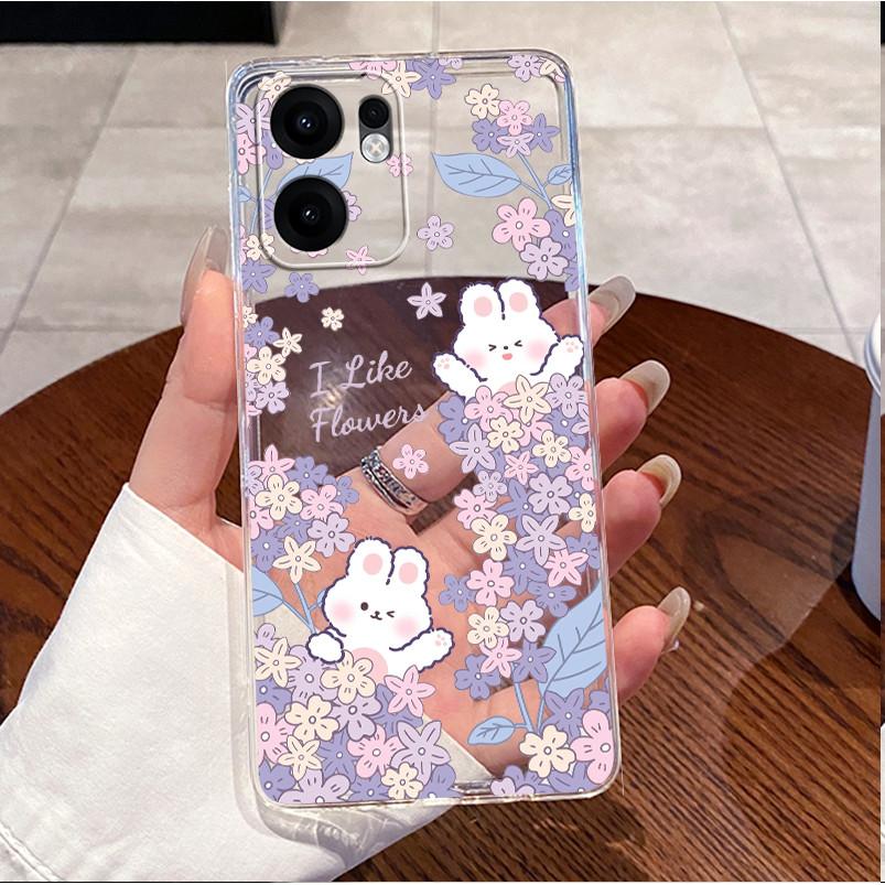 For Oppo Reno13 F FS 5G 13F 4G Phone Case Luxury Cute Rabbit Cartoon Girly Pattern Bumper Clear Soft Siliocne Coque For Reno 13F