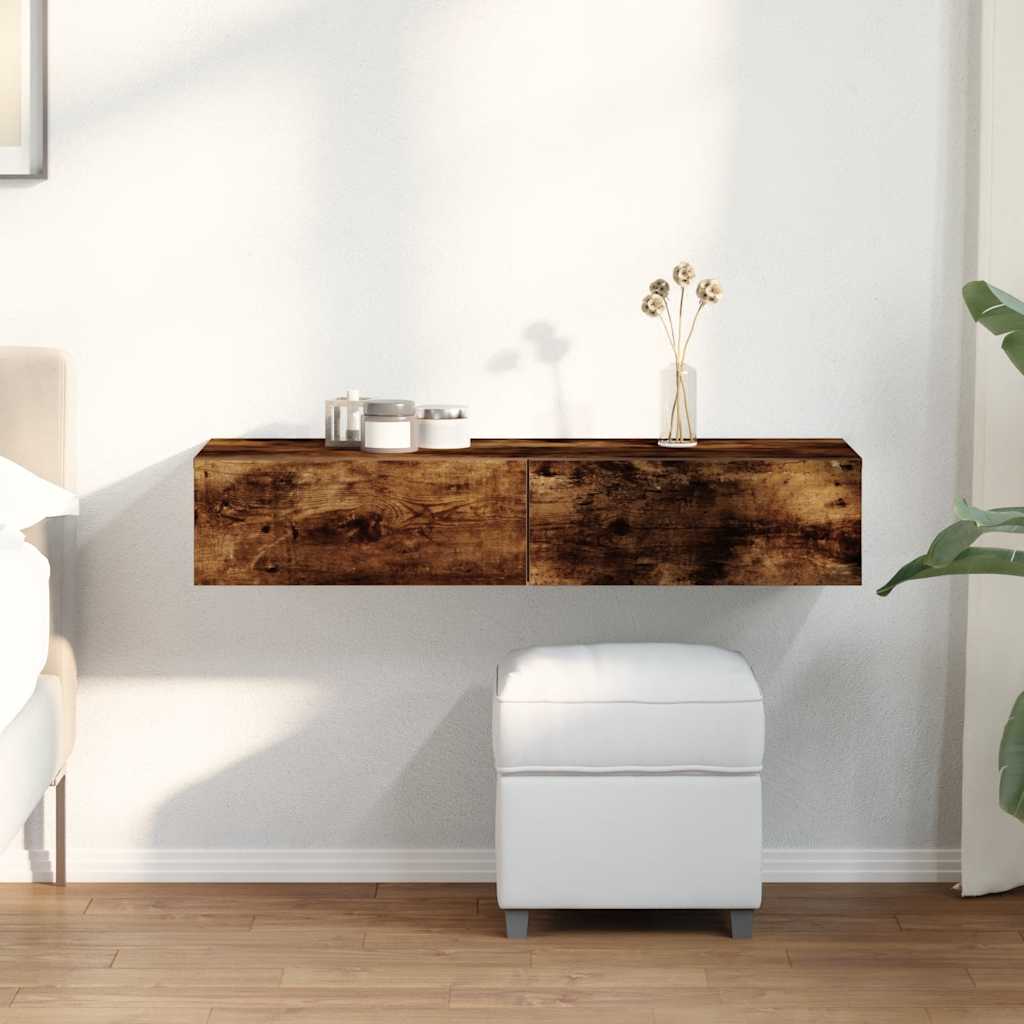 Vidaxl Mensola da Parete con Cassetti, Rovere Affumicato, 100X36X19 Cm