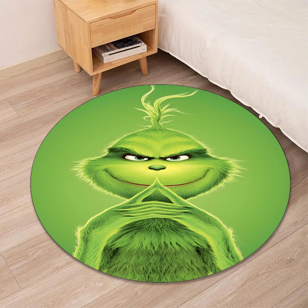 Grinch Printed Round Rug Carpet Chair Rug Area Rug Entryway Doormats,for Office Chair Living Room Bedroom Kitchen Room.