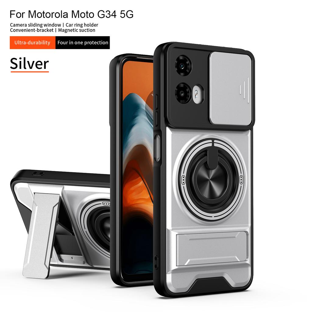 For Motorola G34 Case Moto G45 Cover Moto G35 G34 G45 Case Magsafe Magnetic Fold Holder Military Armor Camera Protection Cover
