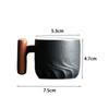 60ml Retro Ceramics Coffee Mug Wood Handle Water Cup Drinkware Tea Cup  Office