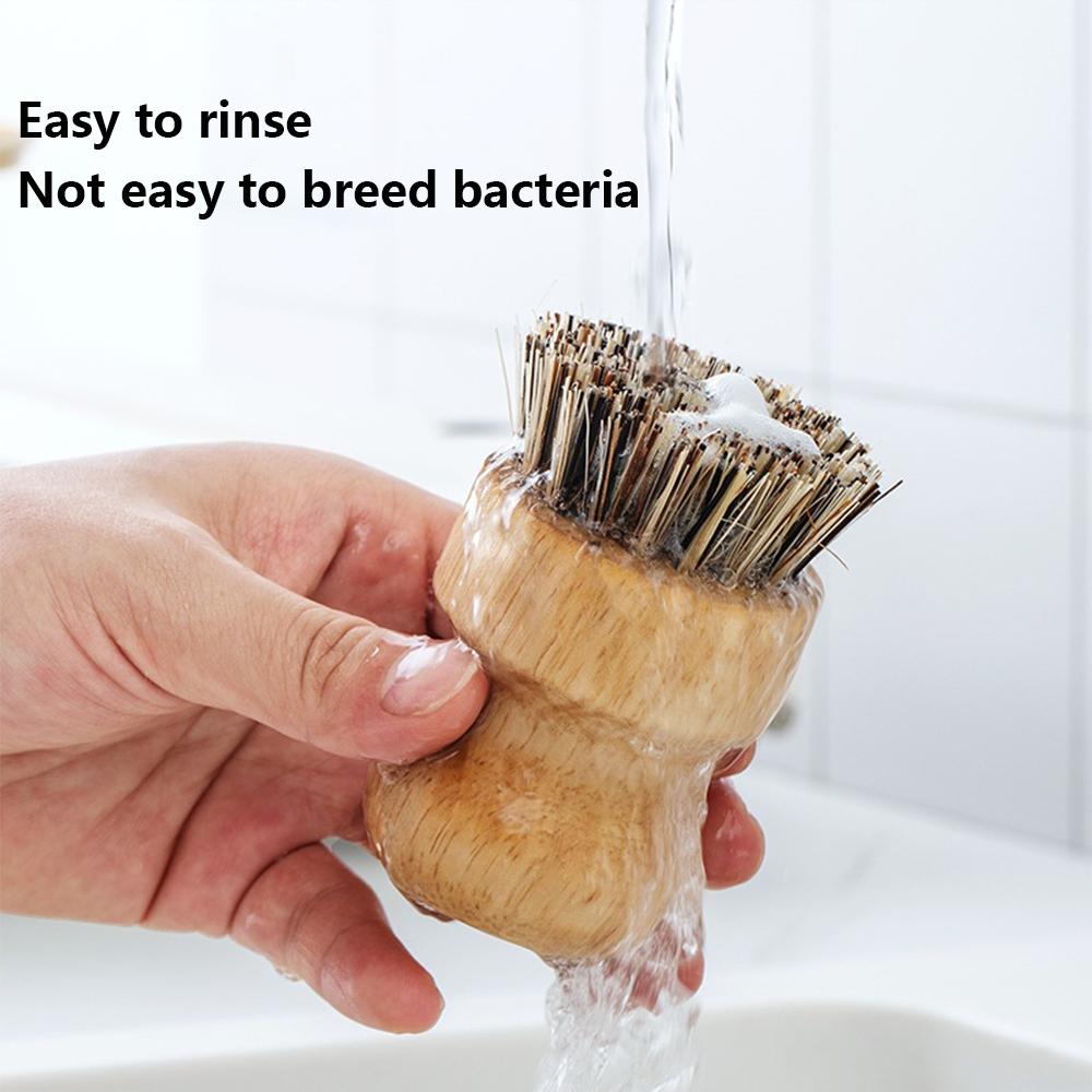 Natural Wooden Dish Scrubber Brush for Kitchen Cleaning Sisal Coconut Fiber Lightweight Short Handle Household Scrub Brush