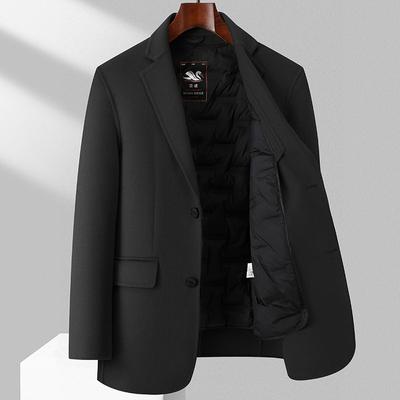Otoño e Invierno Nuevo Traje de Lana de Doble Cara para Hombre Negocios Casual Plumífero Forro Desmontable Chaqueta de Traje de Lana de Doble Cara