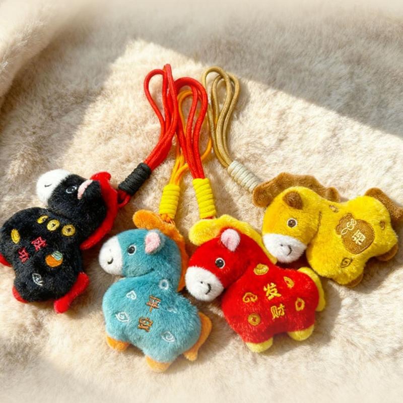 Lucky Horse Year Plush Keychain Pendant Decoration Soft Hanging Toy For Bag Car Keys Accessories